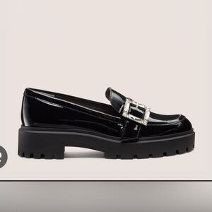 Stuart Weitzman Black Patent Leather Loafers